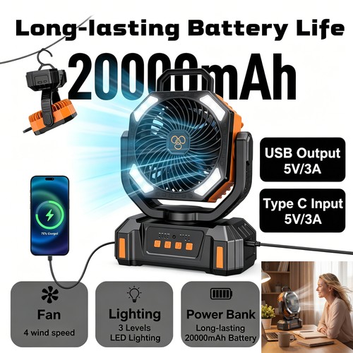 Camping fan 20000mah with - 20000mah,