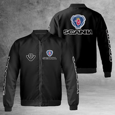 Vintage Scania Logo Printed Custom Name Windproof Bomber Jacket