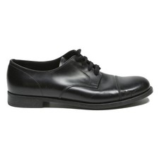 PRADA Womens Lace-Up Oxford Black Leather UK 7.5 Formal Classic Smart Shoes