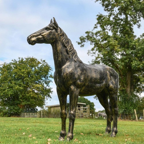 Black gold horse sculpture - horse,