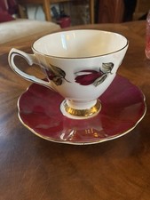  Rose Pattern Teacup With Saucer Taylor&Kent Elizabethan Bone China