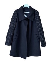 Zara Women’s Navy Blue Wool Blend Studded Sleeve Jacket Blazer Size M