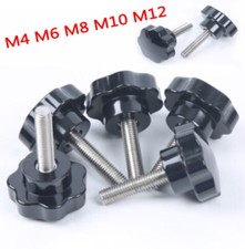 M4 - M12 Black Plastic Rosette Pentagram Star Thumb Screws Hand Grip Knob Bolts
