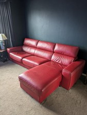Large Italian Leather Chaise