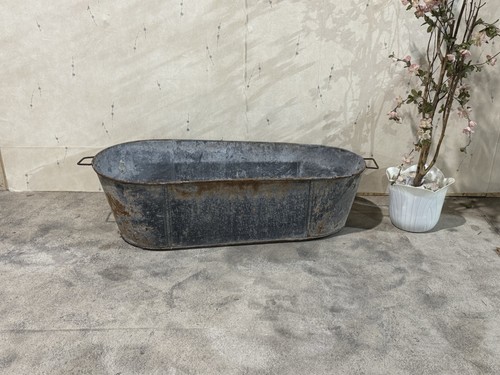 Vintage large galvanised bath - vintage,