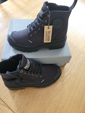 Palladium Pallabase Twill Womens Black Boot Chunky Feminine Block Heel Shoes UK3