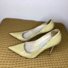 JIMMY CHOO Camel Tan Patent Leather EU 39 US 9 Pointed Toe Mid Heel Pumps