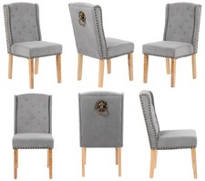 6 X Grey Velvet Dining Chairs