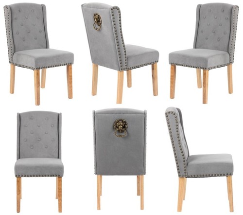 Grey velvet dining chairs - 6,