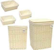5-Piece White Wicker Laundry