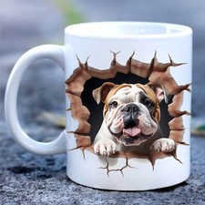 Pet Dog Mug, Cute Cartoon 3D British Bulldog - Ideal Gift