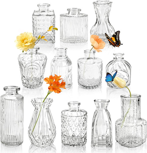 12pcs glass bud vases clear - glass, vases,