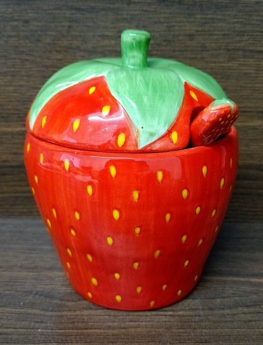 Strawberry jam preserve pot - strawberry,