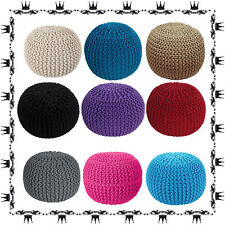 Knitted Moroccan Large Round Pouffe Footstool Chunky Cushion Seat 50Cm New  