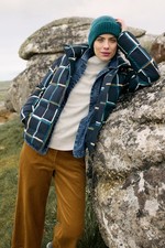 Seasalt Women's Regular Field Path Padded Waterproof Jacket Window Panes Inkwell