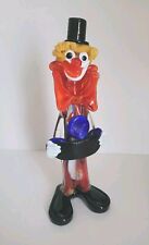 Vintage Murano Clown Art Glass Figurine Hand Blown 10"