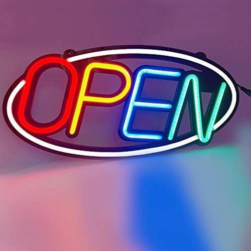Open neon sign led oval - neon,