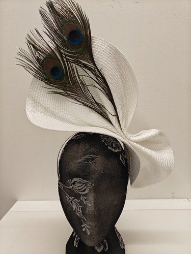 White large straw fascinator - large,