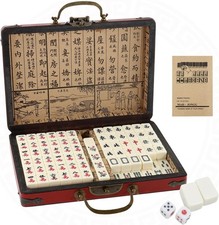 Elegant Mini Mahjong Set - Complete 144 Tile Game with Leather Case for Adults