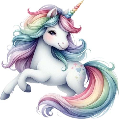 Watercolour baby unicorn wall - unicorn,
