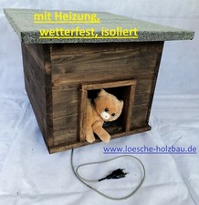 Cat House with Heater Dark Brown Glaze Weatherproof Insulated Cat Kennel Heated