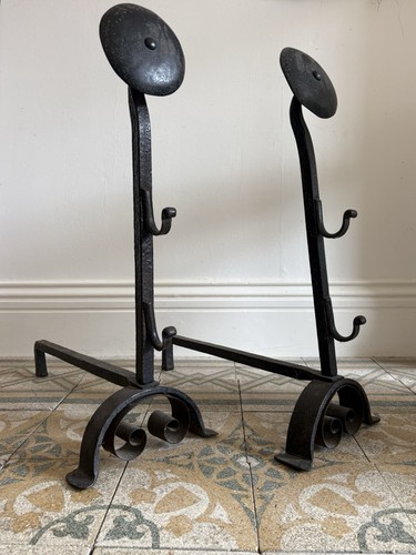 Pair wrought iron arts - pair,