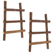  2pcs Rattan Miniature Ladder Model Garden Ornament Prop Micro Landscape Tiny