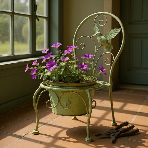 Metal plant stand single - metal, bench