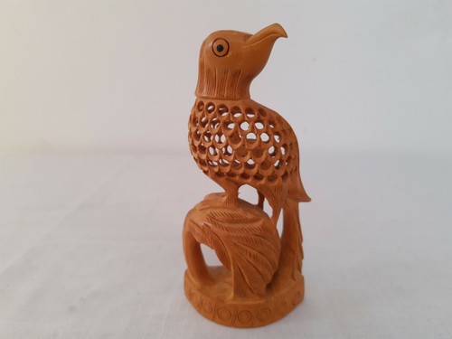 Small wood bird figurine hand - wood,