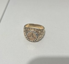 Luxury 9ct Solid Gold Mercedes Benz Ring 8.3g – Men’s Signet with CZ Stones