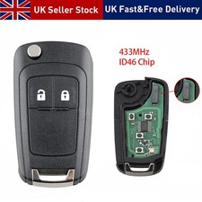 Car Remote Key Fob 2 Button for Vauxhall Opel Astra Insignia Mokka Zafira 433MHz