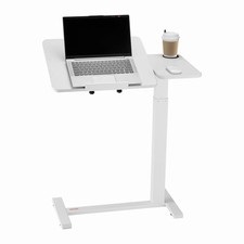 Uimoso Overbed Table Bed Side Desk with Flip Desktop Wheels & Cup Holder White