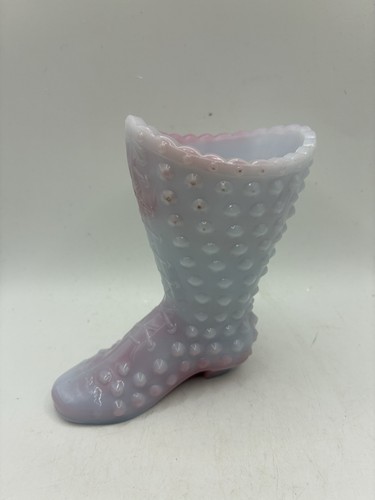 Fenton glass boot blue burmese - glass,