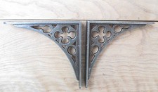 6" GOTHIC PAIR Cast Iron ornate small shelf Bracket wall Support books storage
