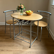 Small Dining Room Table and 2 Chairs Kitchen Breakfast Furniture Compact Natural