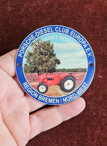 Vintage enamel tractor club - vintage,