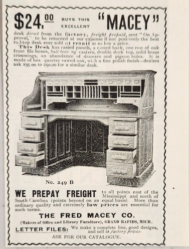1899 print roll top oak - top,