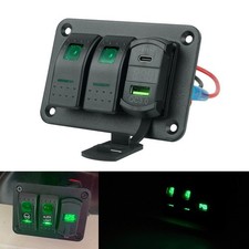 2 Gang Green LED Light Rocker