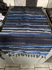 3 x Rag Rugs Hand Woven 2 Blue