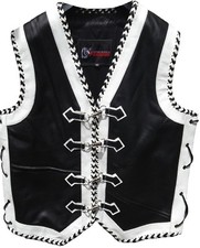 Motorcycle Vest Leather Custom Motorbike Waistcoat Braided Biker Leather Vest