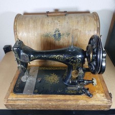 Antique Singer Sewing Machine 28k 1891 Hand Crank Model Wooden Case Tested Works
