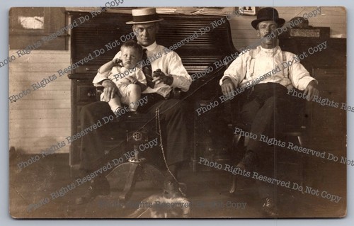 Antique rppc men baby in - 2,