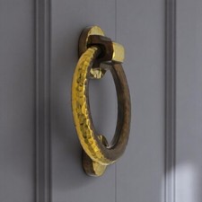 Aged Brass Hammered Ring Front