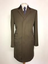 CHARLES TYRWHITT - Mens Long BROWN COVERT WOOL COAT - 42 Reg - GORGEOUS