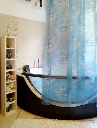 Vinyl shower curtain - vinyl, dolphin