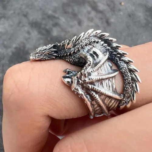 Dragon wings adjustable ring - wings,