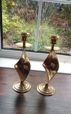 Pair Of Vintage Brass Twist Candlesticks 21 Cm