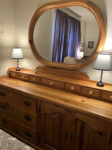 Wood pine dresser - wood, w/