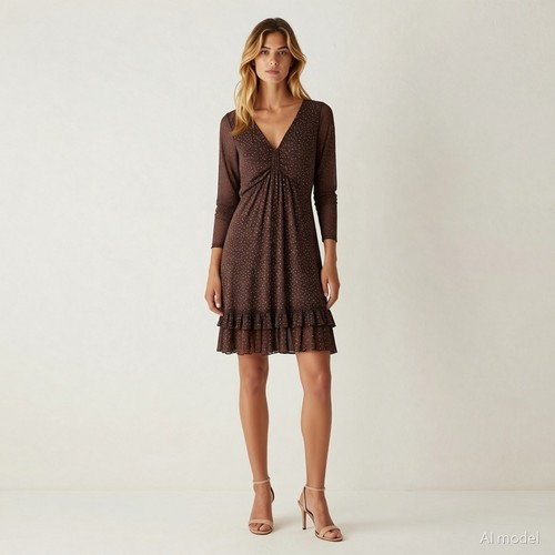 Myrine dress brown l - myrine,