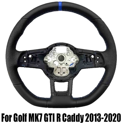 Black leather steering wheel - black,